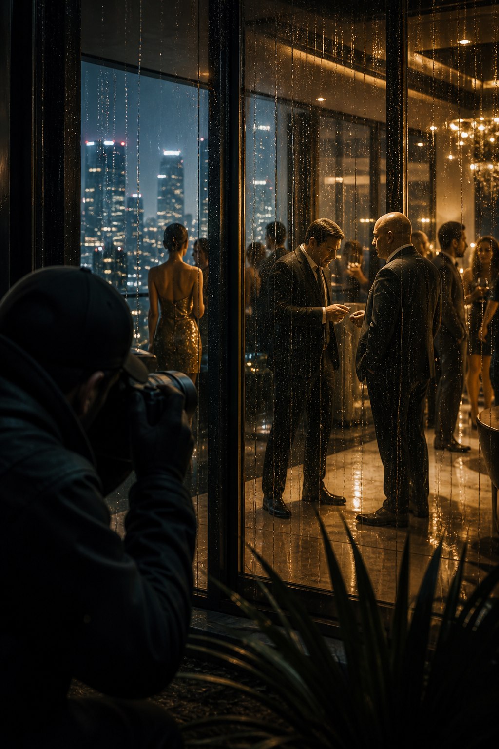 Undercover photographer watching a penthouse exchange